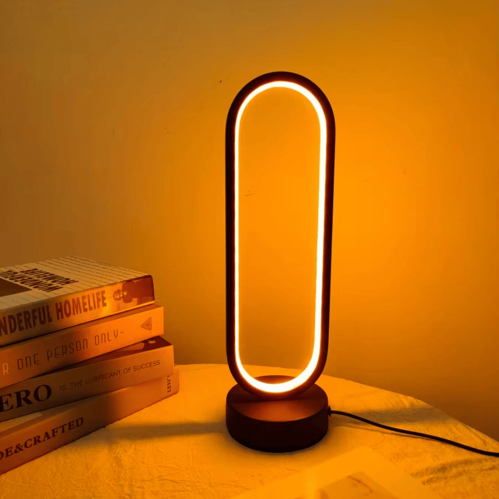 AURA LED Nattbordslampe med Ringdesign - Tricolor Lys og Dimmer