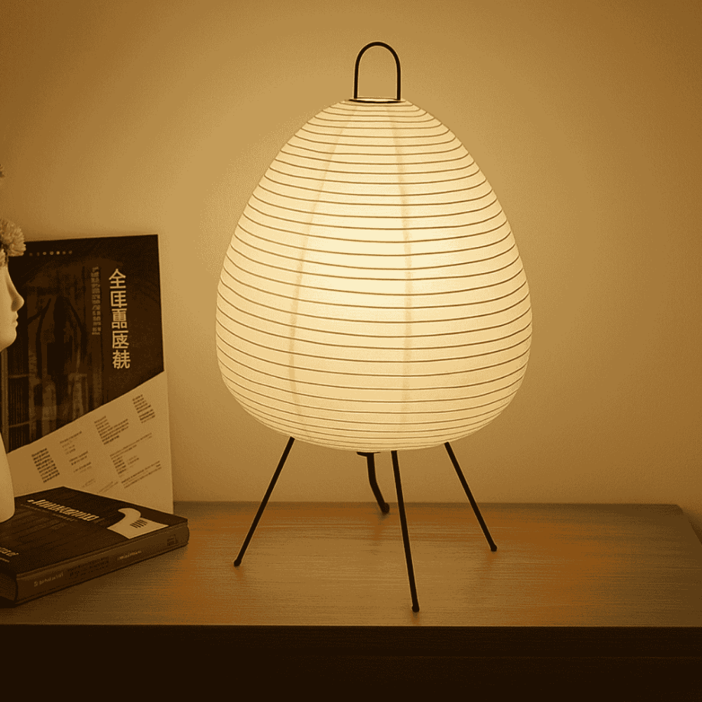 Wabi-Sabi Bordlampe i Rispapir - Japansk Design