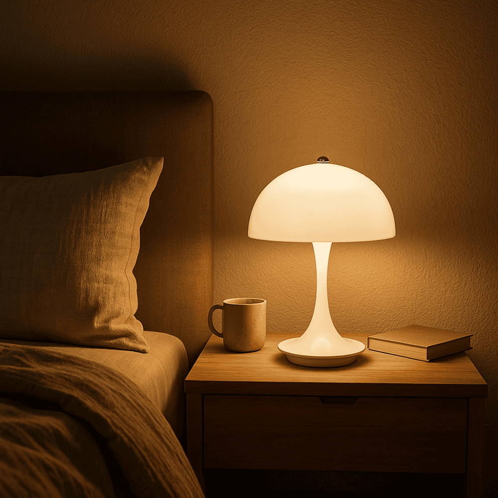 Soppformet Bordlampe - Nattlys og Skrivebordslampe