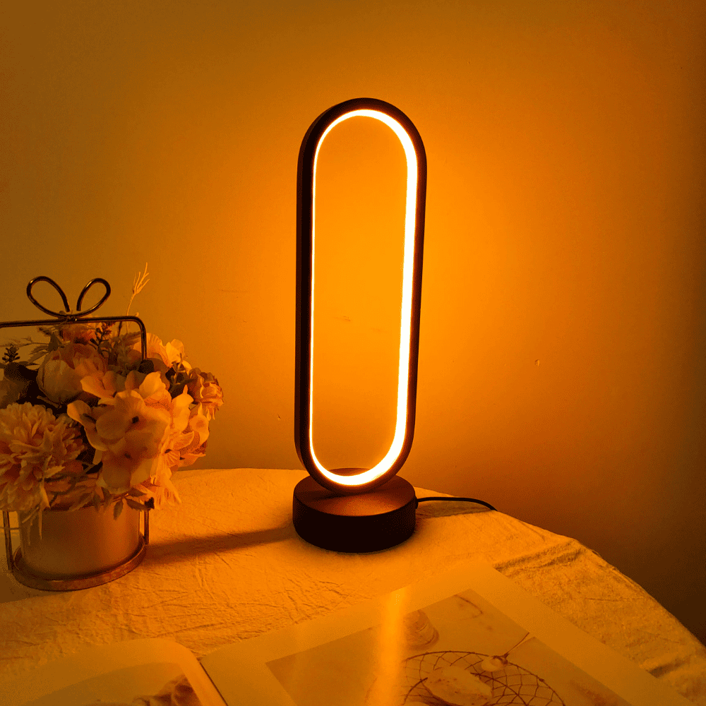 AURA LED Nattbordslampe med Ringdesign - Tricolor Lys og Dimmer