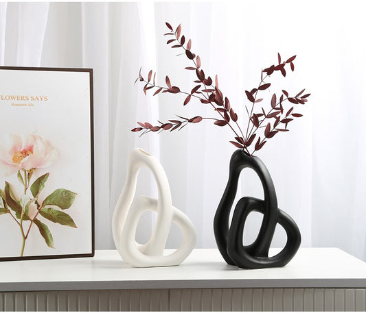 Nordisk DekorVase i Keramikk - Abstrakt Design