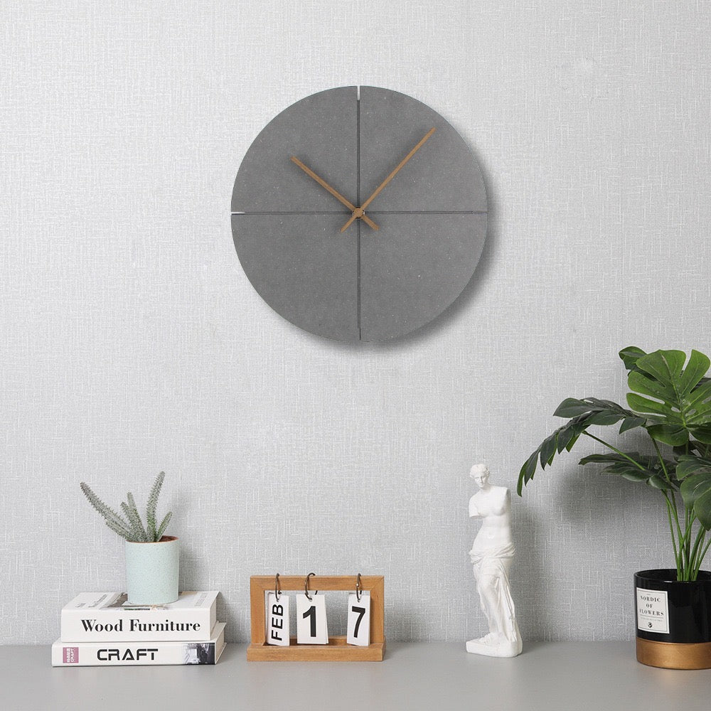 Nordic Wooden Wall Clock – Sort, stillegående urverk