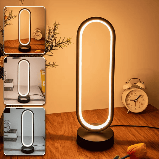AURA LED Nattbordslampe med Ringdesign - Tricolor Lys og Dimmer