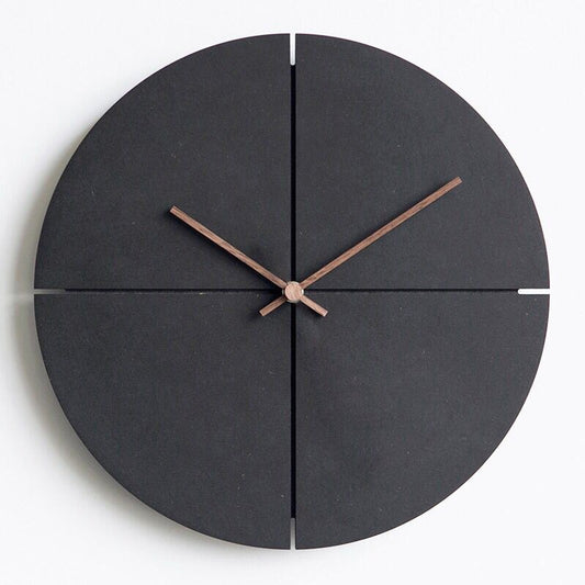 Nordic Wooden Wall Clock – Sort, stillegående urverk